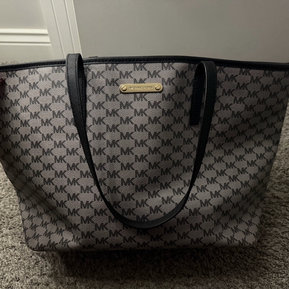 Michael Kors Black and Gray MK Tote